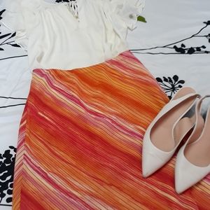 New K.D. SPRING M coral orange stripe long skirt